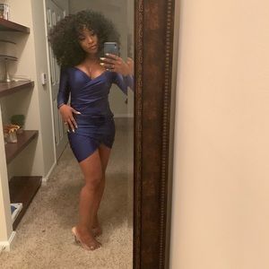 Blue off the shoulder dress